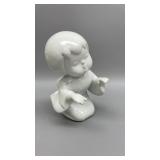 Japanese white porcelain of young boy   7" height