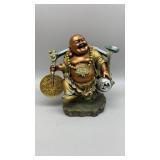 Large Chinese Hand Painted Lucky Buddha Sculpture