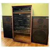 STEREO TURNTABLE CENTER CABINET WITH SPEAKERS