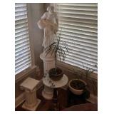 STATUE & PLANT STAND, PEDESTAL