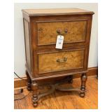 File Cabinet, Burl Wood, 2 Drawer