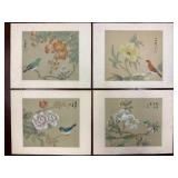 Artwork, Japanese Watercolor on Silk 'Birds'