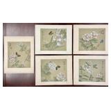 Artwork, Japanese Watercolor on Silk 'Butterfiles