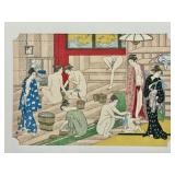 Artwork, Japanese Watercolor Women Bathing