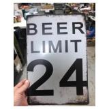 BEER LIMIT SIGN