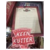 1907 LETTER FROM KEEN KUTTER AND PAPER AD