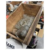 WOODEN BOX W GLASSWARE