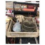 WOODEN BOX AND CONTENTS