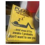 METAL SLEEPING SIGN