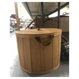 WOODEN BASKET W LID AND HANDLES
