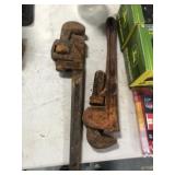 PAIR OF PIPE WRENCHES