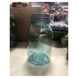 3 BLUE JARS W LIDS