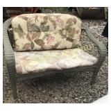 PRE-OWNED WICKER PATIO LOVE SEAT W/ CUSHIONS