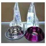 GROUP LOT  (2)  PET BOWLS  (2) THE EASY-CLEAN