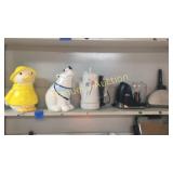 CONTENTS OF SHELF...COLLECTIBLE COOKIE JARS,