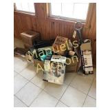 GROUPED LOT- BOX DEALS, MISC GLASS, STEAM MOP,