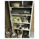 CONTENTS OF SHELF- POTS, PANS, COOKWARE