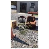 GROUPED LOT—PREOWNED SWIVEL ROCKER, WOODEN CHAIR,
