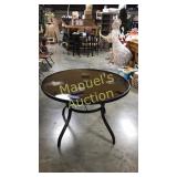 NEW GLASS TOP PATIO TABLE W/ UMBRELLA SLOT