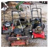 GROUP LOT OF (4)MOWERS, TIRE, MARKER CART