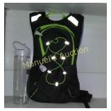 FLASHING BACKPACK 2 LITRE  HYDRATION PACK. GREEN