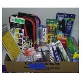 BOX OF SCHOOL SUPPLIES