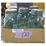 5 VINTAGE BALL MASON JARS-1 QT SZ