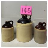 (3) VTG STONEWARE WHISKEY JUGS
