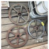 (3) CAST IRON PULLEY WHEELS