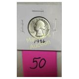 1936 WASHINGTON QUARTER  90% SILVER