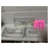 (3) VTG PRESSED GLASS BUTTER RELISH