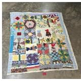 VTG QUILT SOME HAND STITCH -SOME STAINS 82x69