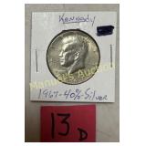 1967 KENNEDY HALF DOLLAR 90% SILVER