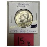 1969-D KENNEDY HALF DOLLAR 90% SILVER
