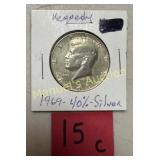 1969-D KENNEDY HALF DOLLAR 90% SILVER