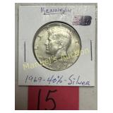 1969-D KENNEDY HALF DOLLAR 90% SILVER