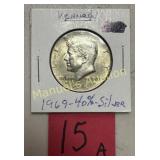 1969-D KENNEDY HALF DOLLAR 90% SILVER