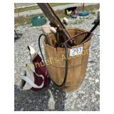 WOODEN BARREL WITH MISC
