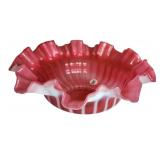 Fluted Cranberry Console Bowl