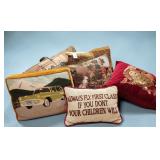 Group of Decorative Pillows and Boxes