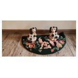 Pair of Staffordshire Spaniels, and Rug