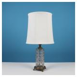 Pattern Glass and Brass Table Lamp