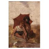 Unsigned 12x8 O/C Little Girl and Doggie