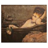 Unc Signed (Sterner?) 18x22 O/C Lady in the Bath