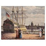 Unclearly Signed 12x16 O/B Maritime Scene, Figures