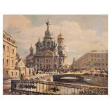 Unclearly Signed 12x16 O/C The Kremlin, Moscow