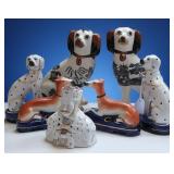 Group of Staffordshire Porcelain Dog Figures