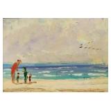 Wilfred J Huettel 5x7 O/B 'Winter Beach'