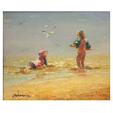 Unclearly Signed, 8x10, O/B, Children in the Surf