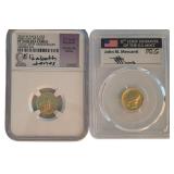 (2) US Gold 1/10oz American Eagle Coins, Signed